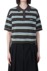 NL BORDER GRUNGE MINI POLO KNIT -CHARCOAL BLACK (112510130170)