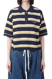 NL BORDER GRUNGE MINI POLO KNIT -NAVY (112510130170)