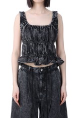 TIERED AGING LIKE DENIM TOPS -NOIR (112510430110)