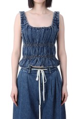 TIERED AGING LIKE DENIM TOPS -BLUE (112510430110)