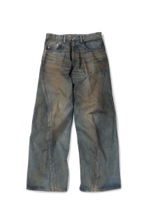 3D TWISTED WIDE LEG JEANS - MUD FADED INDIGO (NF251P14A)