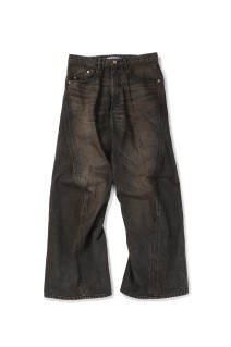 3D TWISTED WIDE LEG JEANS - MUD FADED BLACK (NF251P14A)