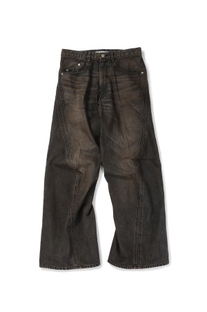 3D TWISTED WIDE LEG JEANS - MUD FADED BLACK (NF251P14A)
