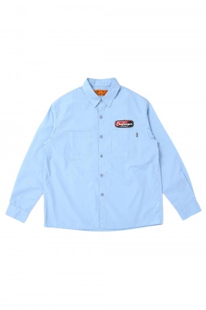 L/S PATCHED WORK SHIRT / SAX (CLG-SH 025-002)