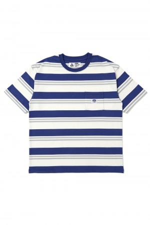 S/S BORDER TEE / BLUE - WHITE (CLG-CS 025-003)