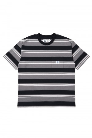 S/S BORDER TEE / GRAY - BLACK (CLG-CS 025-003)