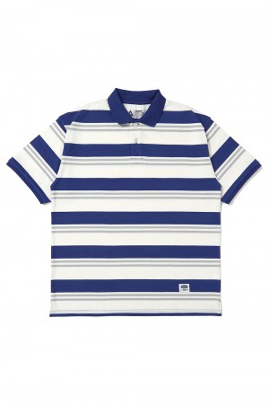 S/S BORDER POLO / BLUE - WHITE (CLG-CS 025-004)
