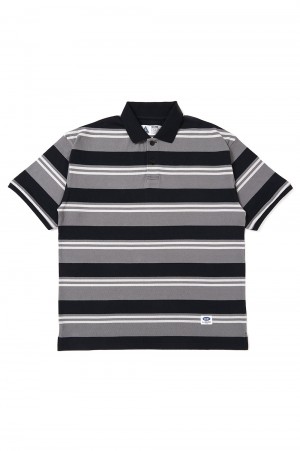 S/S BORDER POLO / GRAY - BLACK (CLG-CS 025-004)