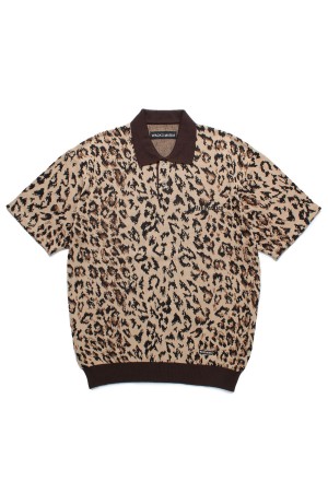 LEOPARD KNIT POLO SHIRT ( TYPE-1 ) / BEIGE (25SS-WMK-KN22)