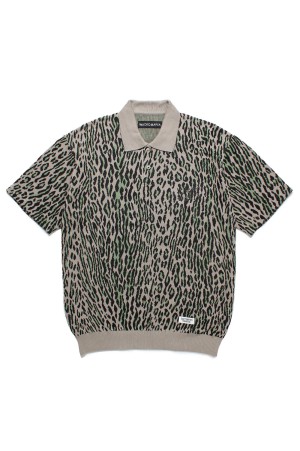 LEOPARD KNIT POLO SHIRT ( TYPE-2 ) / GRAY (25SS-WMK-KN23)