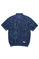 LEOPARD KNIT POLO SHIRT ( TYPE-2 ) / NAVY (25SS-WMK-KN23)