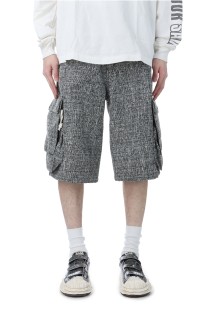 Tweed Purse Cargo Shorts / Black (PD25SS_PT06)