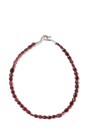 SMALL SHOKA COLLAR / OVAL GARNET - SILVER (L-57L)
