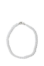 CUBE STONE NECKLACE / WHITE JADE - SILVER (L-61L)