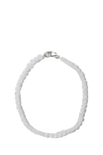 CUBE STONE NECKLACE / WHITE JADE - SILVER (L-61L)