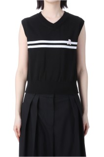 DOUBLE LINE KNIT VEST -BLACK (RR251KT001)