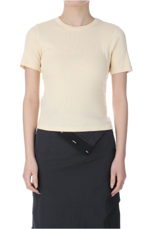 SMALL LOGO RIBBED TOP IN BUTTER - BUTTER (KM2434TS005M)