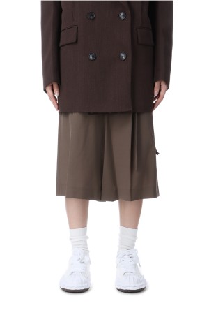 DOUBLE WAIST BERMUDA PANTS IN BROWN - BROWN (KM2434PT006M)