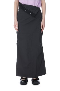 WAIST FOLDOVER MAXI SKIRT IN CHARCOAL - CHARCOAL (KM2434SK004M)