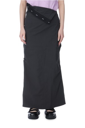 WAIST FOLDOVER MAXI SKIRT IN CHARCOAL - CHARCOAL (KM2434SK004M)