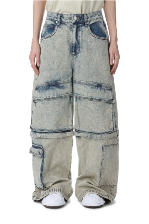 DETACHABLE CARGO DENIM PANTS IN BLUE - BLUE (KM2411DN002M)