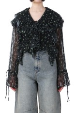 Ruffle Frill Blouse - BLACK (21251315704)