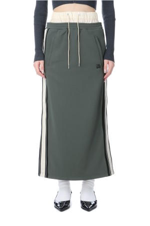 Double Waist Sideline Jersey Skirt - BLACK (21251515305)