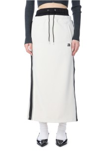 Double Waist Sideline Jersey Skirt - WHITE (21251515305)
