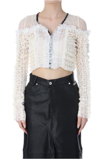 Lace Gathered Top - WHITE (31251316107)