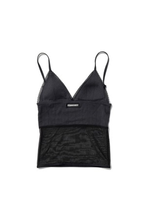 Eyelet Lace Sheer Cami - CHARCOAL GRAY (31251665603)