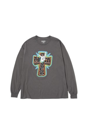 T-SHIRT L/S CROSS HAND / CHARCOAL
