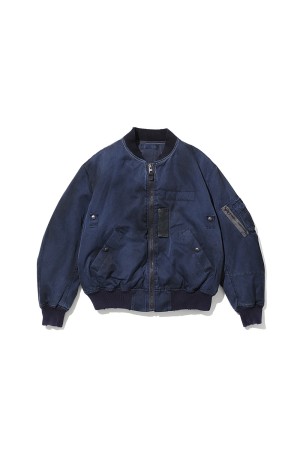 Vintage Silk Flight Jacket - NAVY (25AAP-01-26)
