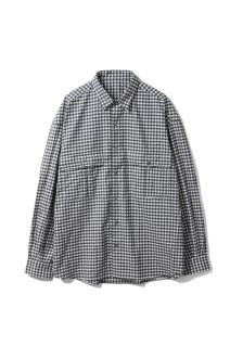 ROLL UP FLANNEL GINGHAM CHECK SHIRT / CHARCOAL GRAY (PC-016-3684)