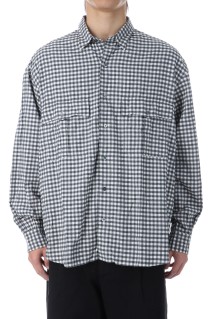 ROLL UP FLANNEL GINGHAM CHECK SHIRT / CHARCOAL GRAY (PC-016-3684)