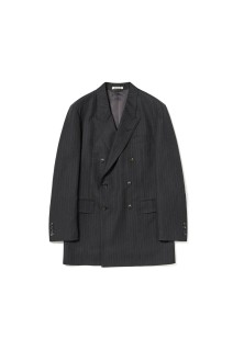 BLUEFACED WOOL DOUBLE-BREASTED JACKET - CHARCOAL NAVY STRIPE (A25AJ04BS)