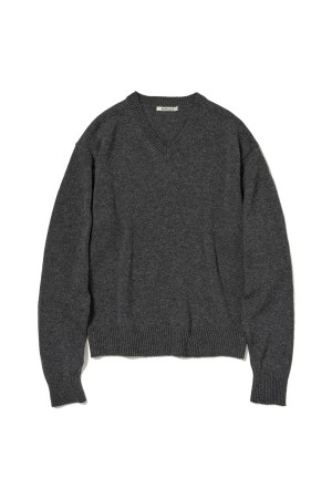 LIGHT CASHMERE KNIT V-NECK P/O - CHARCOAL (A25AV06CJ)