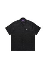 DRAGON TEXTILE OPEN COLLARED SATIN S/S SHIRT/ BLACK (BEPSS25TP24)