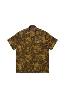 DRAGON TEXTILE OPEN COLLARED SATIN S/S SHIRT/ BROWN (BEPSS25TP24)