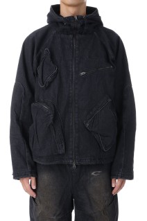 CPG RHOMBUS POCKET FADE DENIM JACKET - BLACK (25AW-CPG-02 / FS1881)