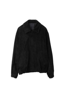 COW SUEDE ZIP SHORT JACKET - BLACK (ST.1217)