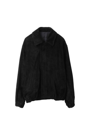 COW SUEDE ZIP SHORT JACKET - BLACK (ST.1217)