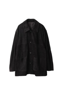COW SUEDE CAR JACKET - DARK BROWN (ST.1218)