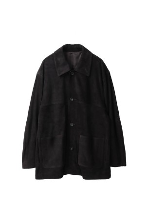 COW SUEDE CAR JACKET - DARK BROWN (ST.1218)