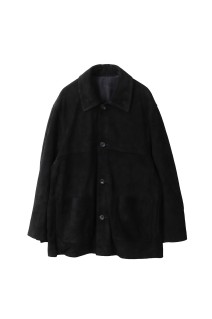 COW SUEDE CAR JACKET - BLACK (ST.1218)