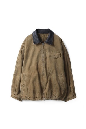 SULFUR DYED WHIP CORD VINTAGE ZIP JACKET - KHAKI (ST.1239)