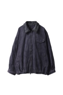 SULFUR DYED WHIP CORD VINTAGE ZIP JACKET - BLACK (ST.1239)