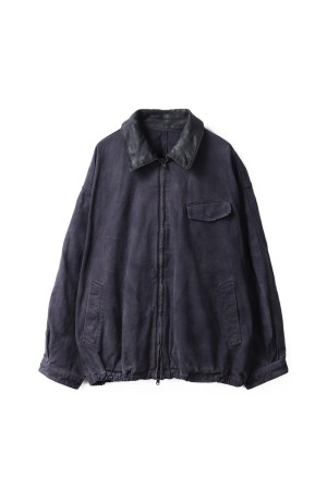 SULFUR DYED WHIP CORD VINTAGE ZIP JACKET - BLACK (ST.1239)