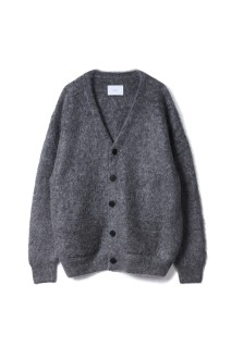 KID MOHAIR KNIT V NECK CARDIGAN - GREY (ST.1300)