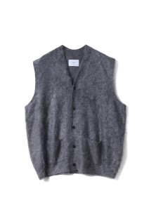 CASHMERE SHAGGY KNIT VEST - GREY (ST.1309)