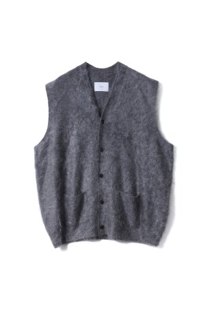CASHMERE SHAGGY KNIT VEST - GREY (ST.1309)